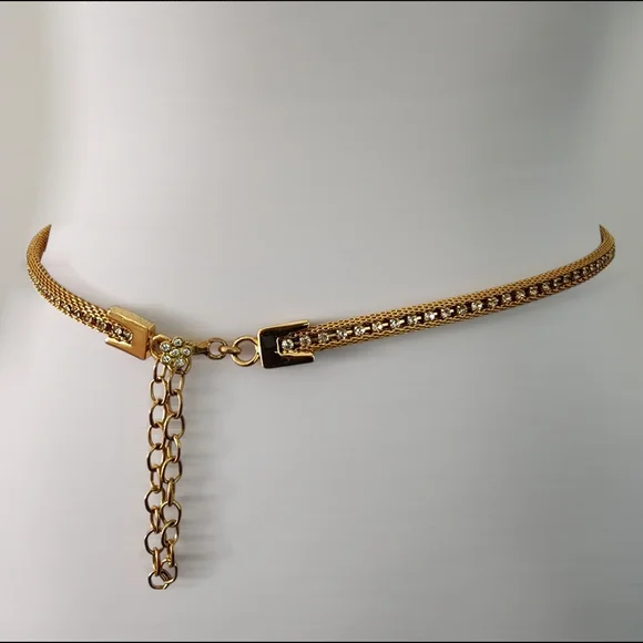 Vintage Gold Mesh Belt with Rhinestones - Picture 6 of 15